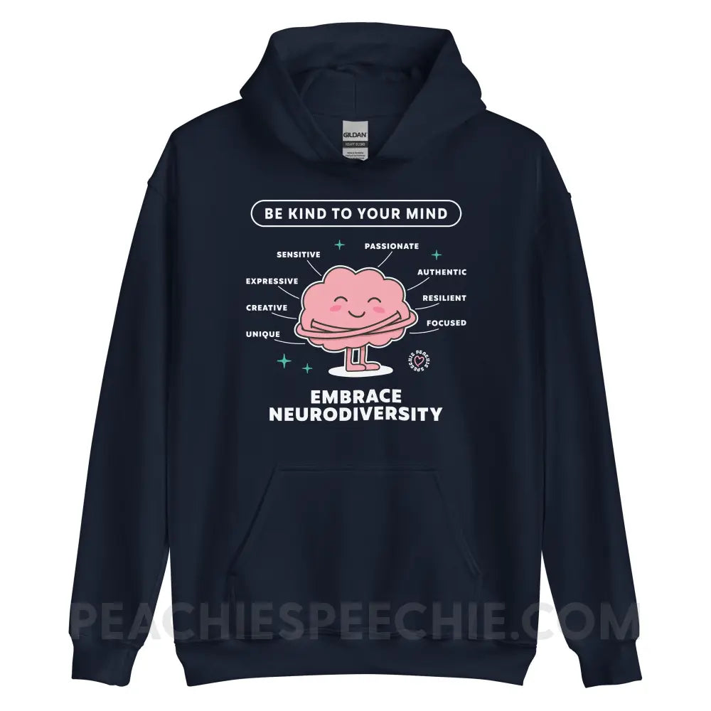Embrace Neurodiversity Brain Classic Hoodie - Navy / S peachiespeechie.com