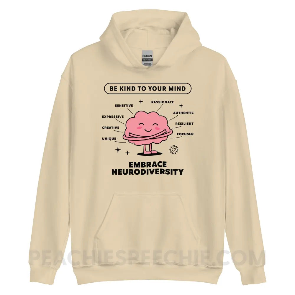 Embrace Neurodiversity Brain Classic Hoodie - Sand / S peachiespeechie.com