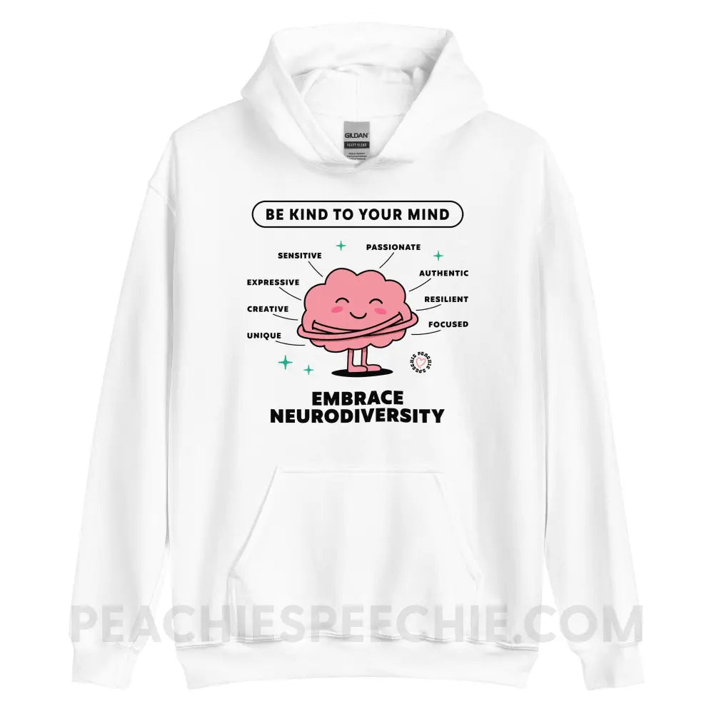 Embrace Neurodiversity Brain Classic Hoodie - White / S peachiespeechie.com