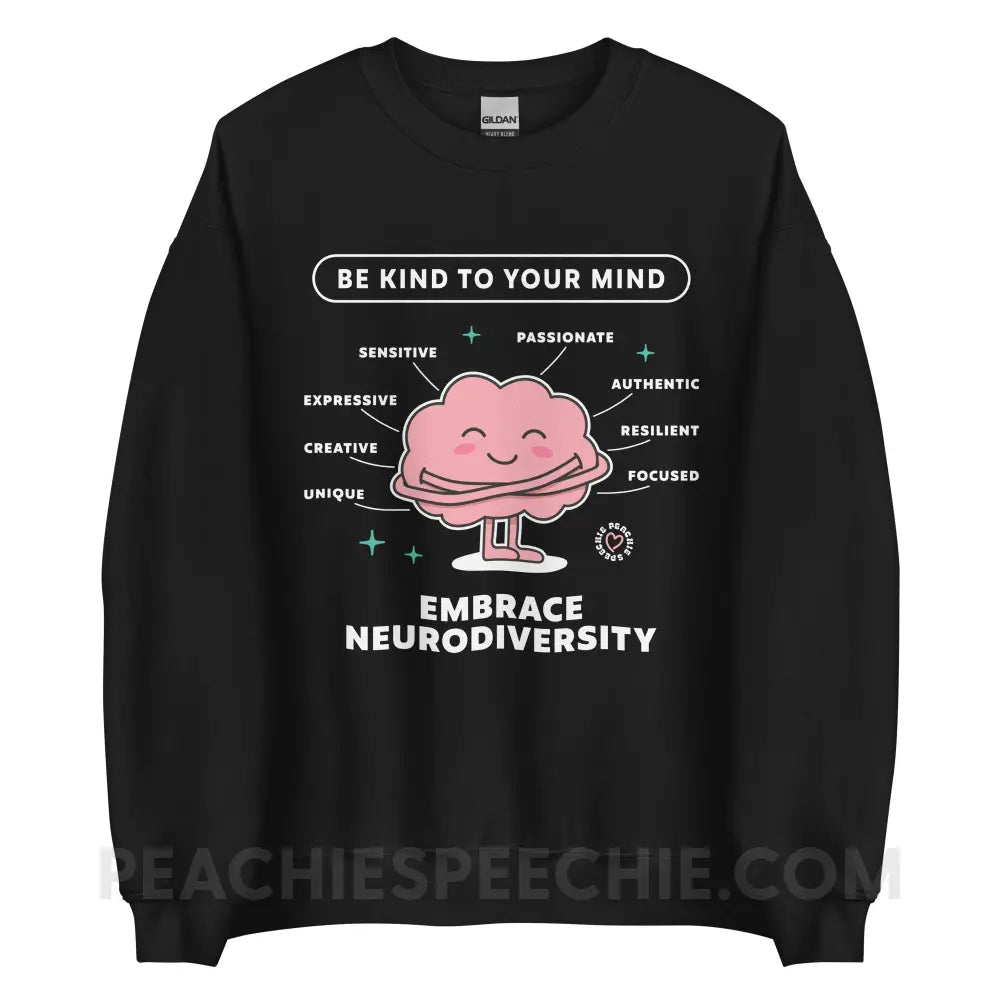 Embrace Neurodiversity Brain Classic Sweatshirt - Black / S - peachiespeechie.com