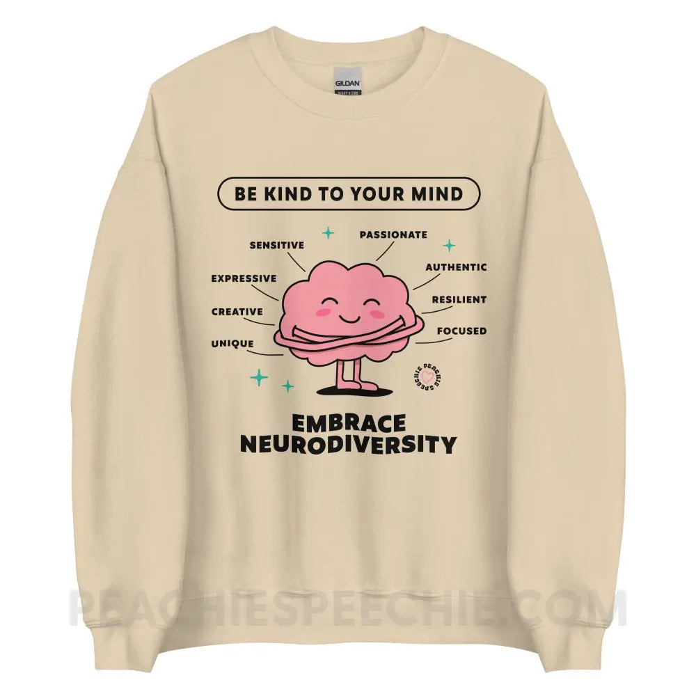 Embrace Neurodiversity Brain Classic Sweatshirt - Sand / S - peachiespeechie.com