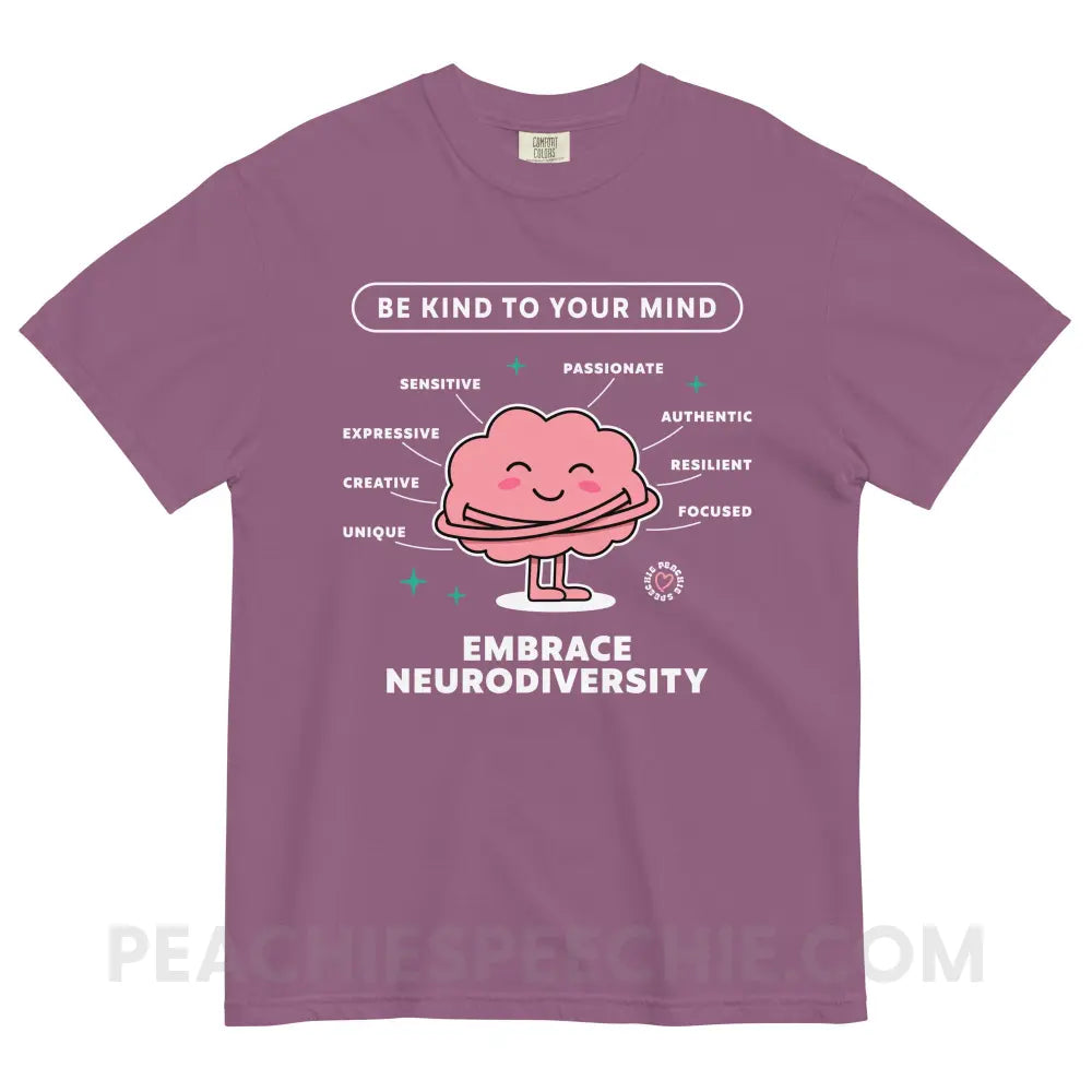 Embrace Neurodiversity Brain Comfort Colors Tee - Berry / S - peachiespeechie.com