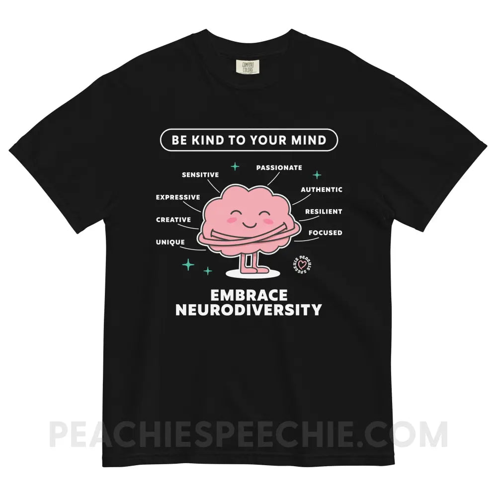 Embrace Neurodiversity Brain Comfort Colors Tee - Black / S - peachiespeechie.com