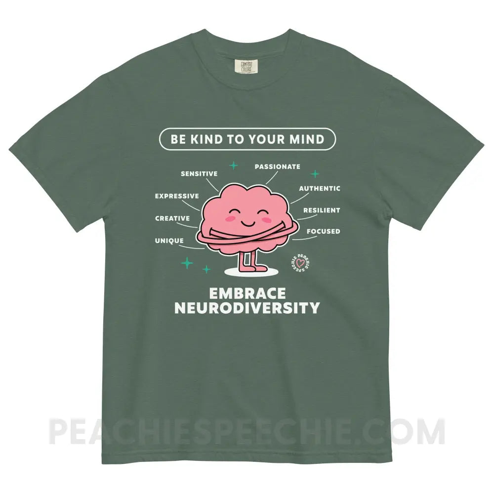 Embrace Neurodiversity Brain Comfort Colors Tee - Blue Spruce / S - peachiespeechie.com