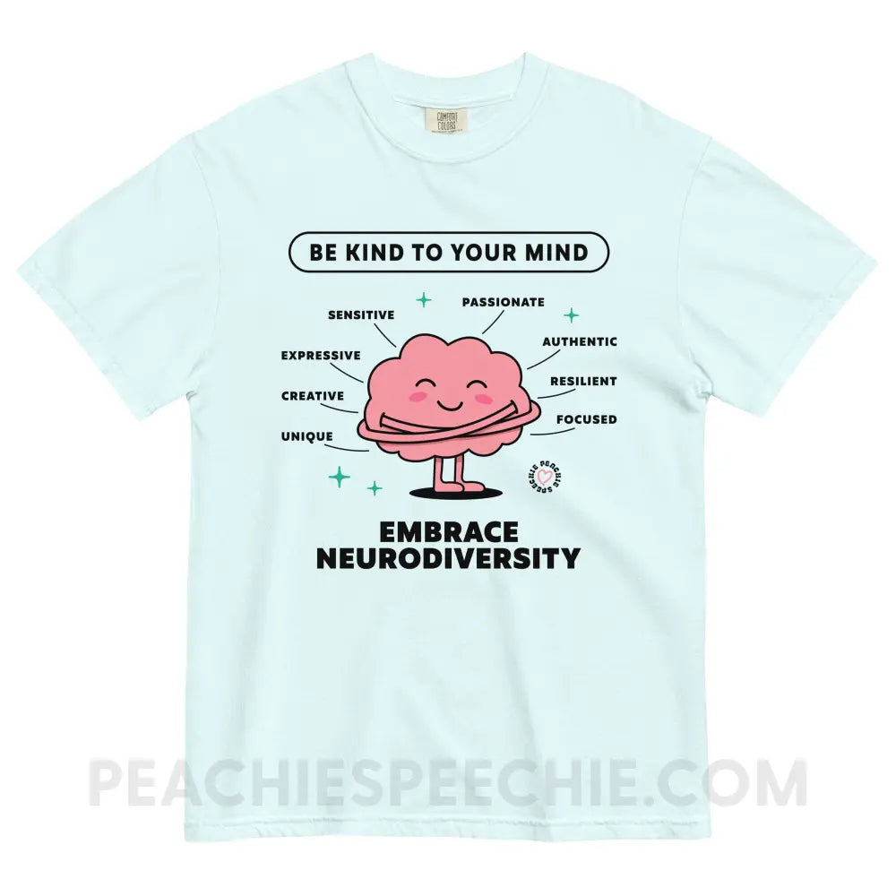 Embrace Neurodiversity Brain Comfort Colors Tee - Chambray / S - peachiespeechie.com