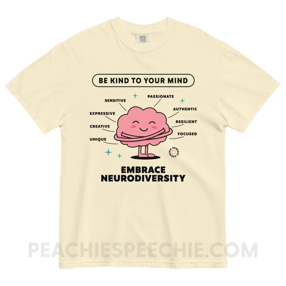 Embrace Neurodiversity Brain Comfort Colors Tee - Ivory / S - peachiespeechie.com