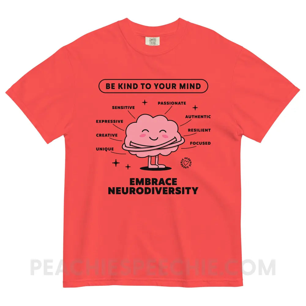 Embrace Neurodiversity Brain Comfort Colors Tee - Paprika / S - peachiespeechie.com