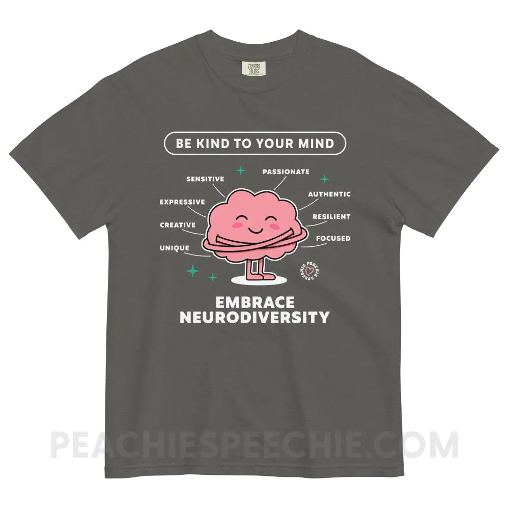 Embrace Neurodiversity Brain Comfort Colors Tee - Pepper / S - peachiespeechie.com