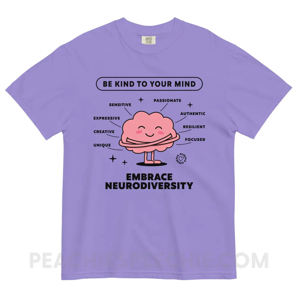 Embrace Neurodiversity Brain Comfort Colors Tee - Violet / S - peachiespeechie.com