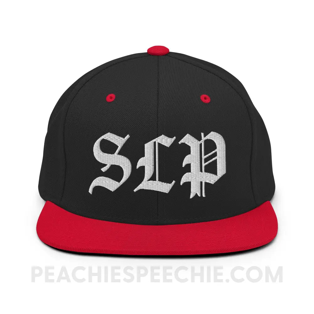 Old English SLP Wool Blend Ball Cap - Black/ Red - peachiespeechie.com