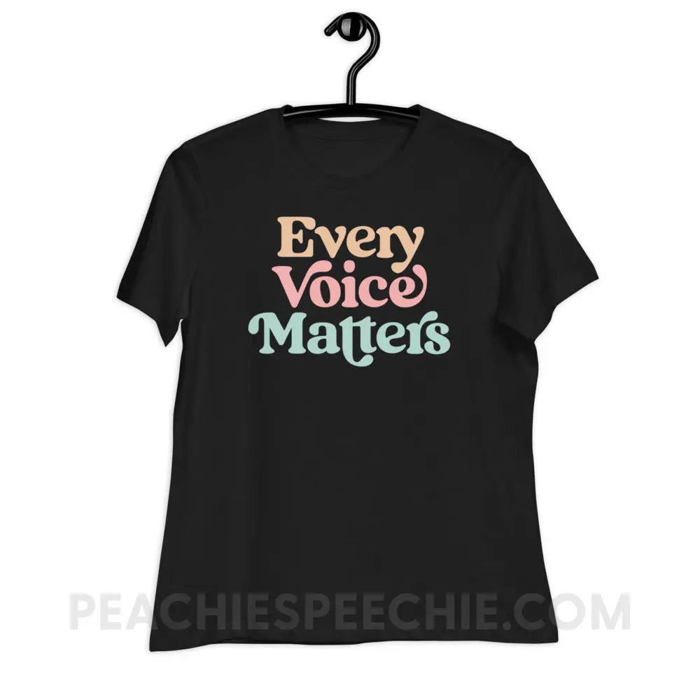 Every Voice Matters Women’s Relaxed Tee - Black / S peachiespeechie.com
