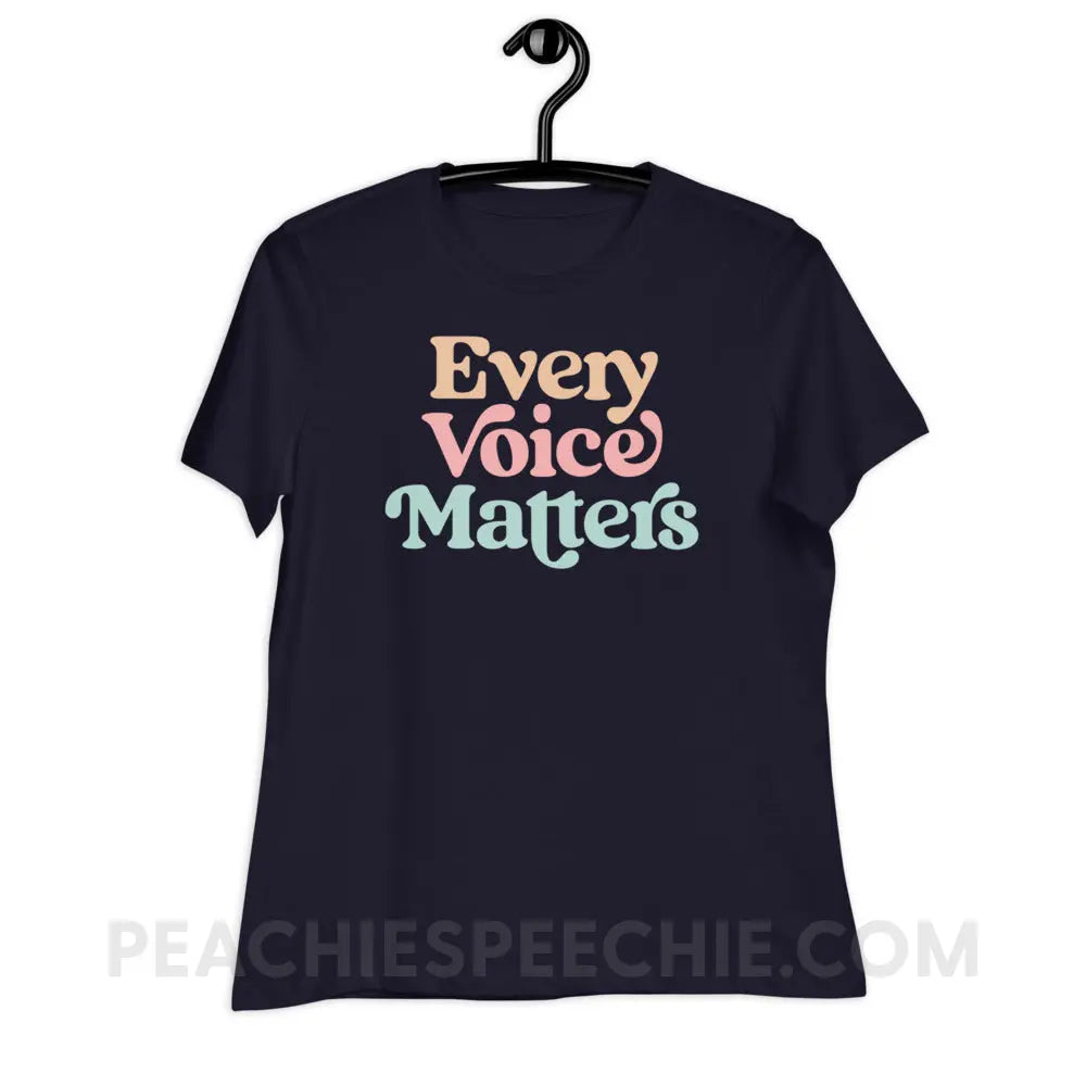 Every Voice Matters Women’s Relaxed Tee - Navy / S peachiespeechie.com