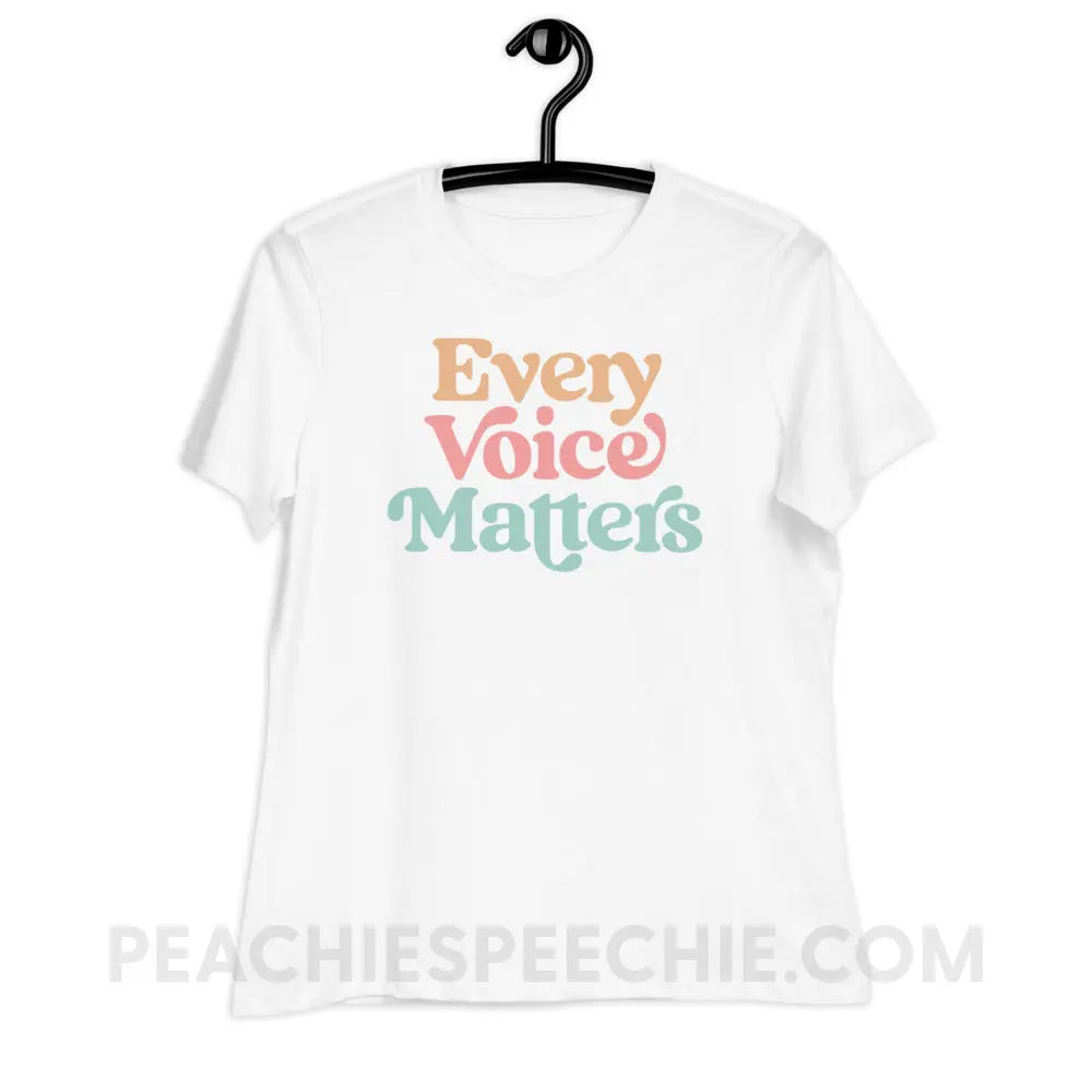Every Voice Matters Women’s Relaxed Tee - White / S peachiespeechie.com