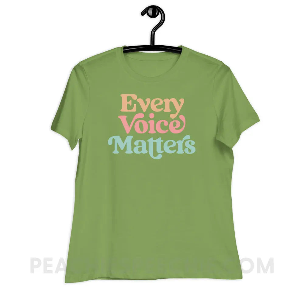 Every Voice Matters Women’s Relaxed Tee - Leaf / S - peachiespeechie.com