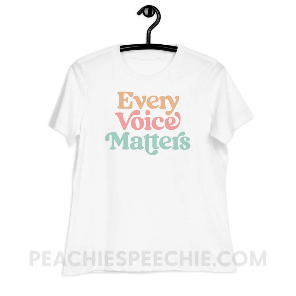Every Voice Matters Women’s Relaxed Tee - White / S - peachiespeechie.com