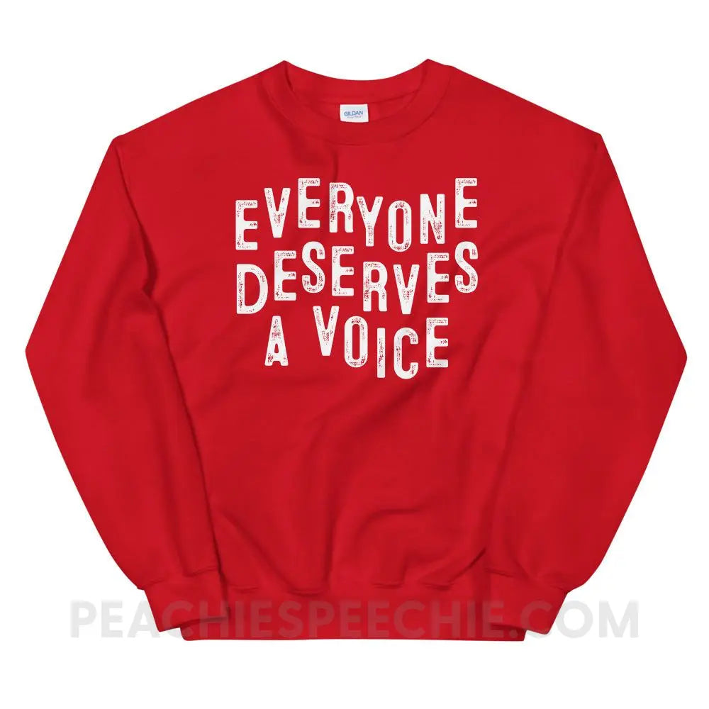 Everyone Deserves A Voice Classic Sweatshirt - Red / S - peachiespeechie.com