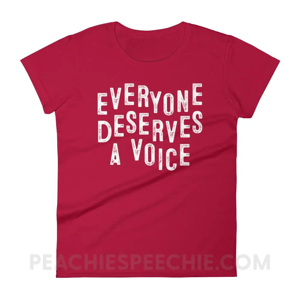 Everyone Deserves A Voice Women’s Trendy Tee - Red / S T - Shirts & Tops peachiespeechie.com
