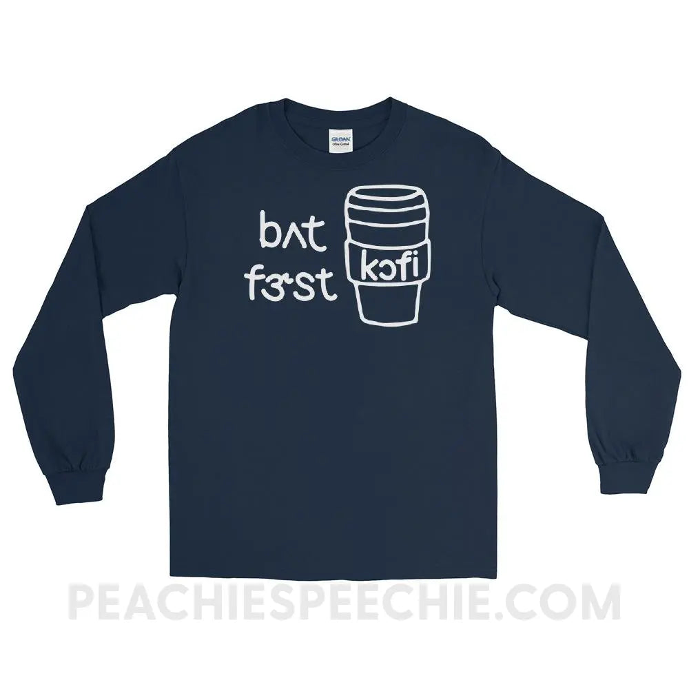 But First Coffee IPA Long Sleeve Tee - Navy / S - T-Shirts & Tops peachiespeechie.com
