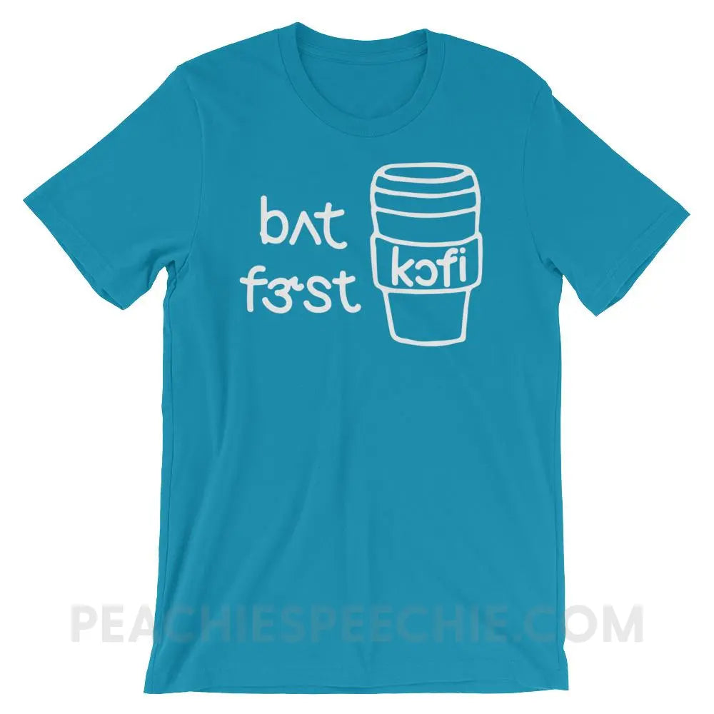 But First Coffee IPA Premium Soft Tee - Aqua / S - T-Shirts & Tops peachiespeechie.com