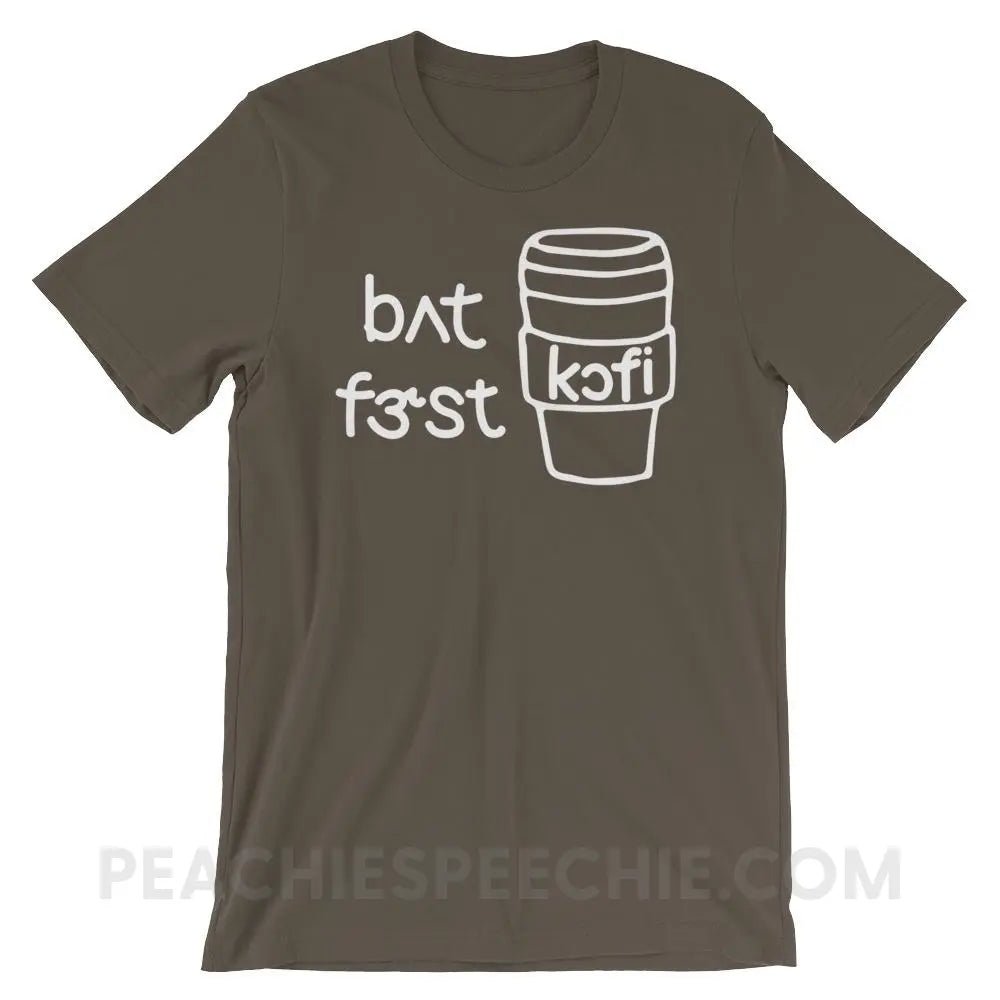 But First Coffee IPA Premium Soft Tee - Army / S - T-Shirts & Tops peachiespeechie.com