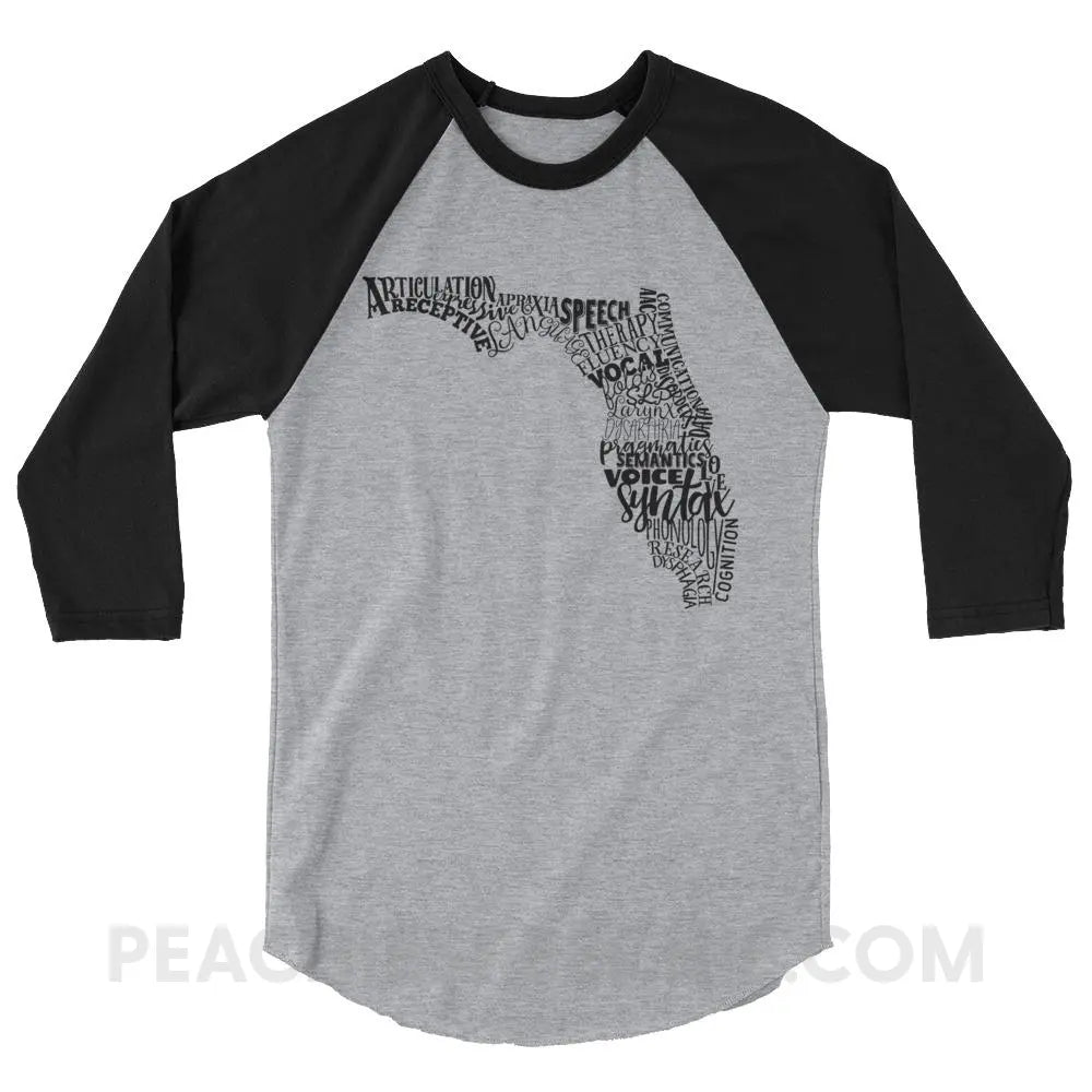 Florida SLP Baseball Tee - Heather Grey/Black / XS - T-Shirts & Tops peachiespeechie.com