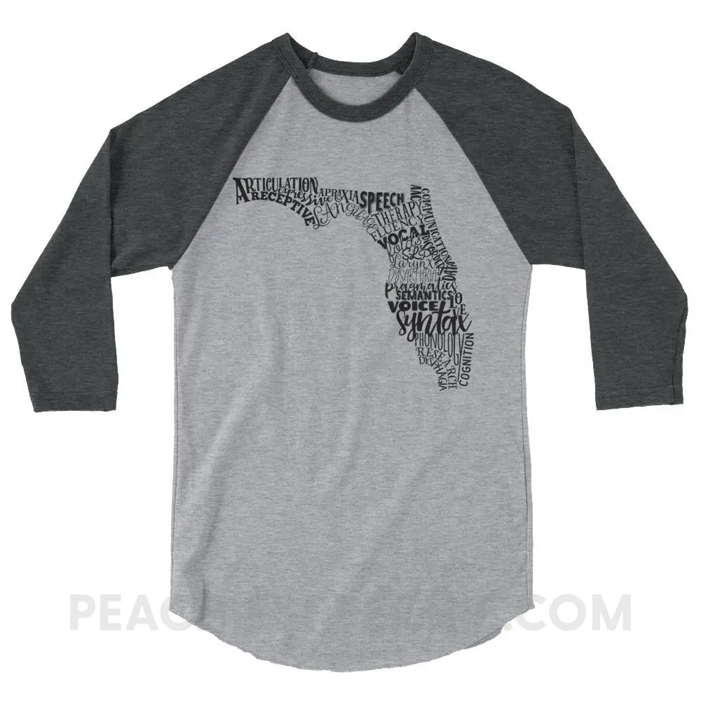 Florida SLP Baseball Tee - Heather Grey/Heather Charcoal / XS - T-Shirts & Tops peachiespeechie.com