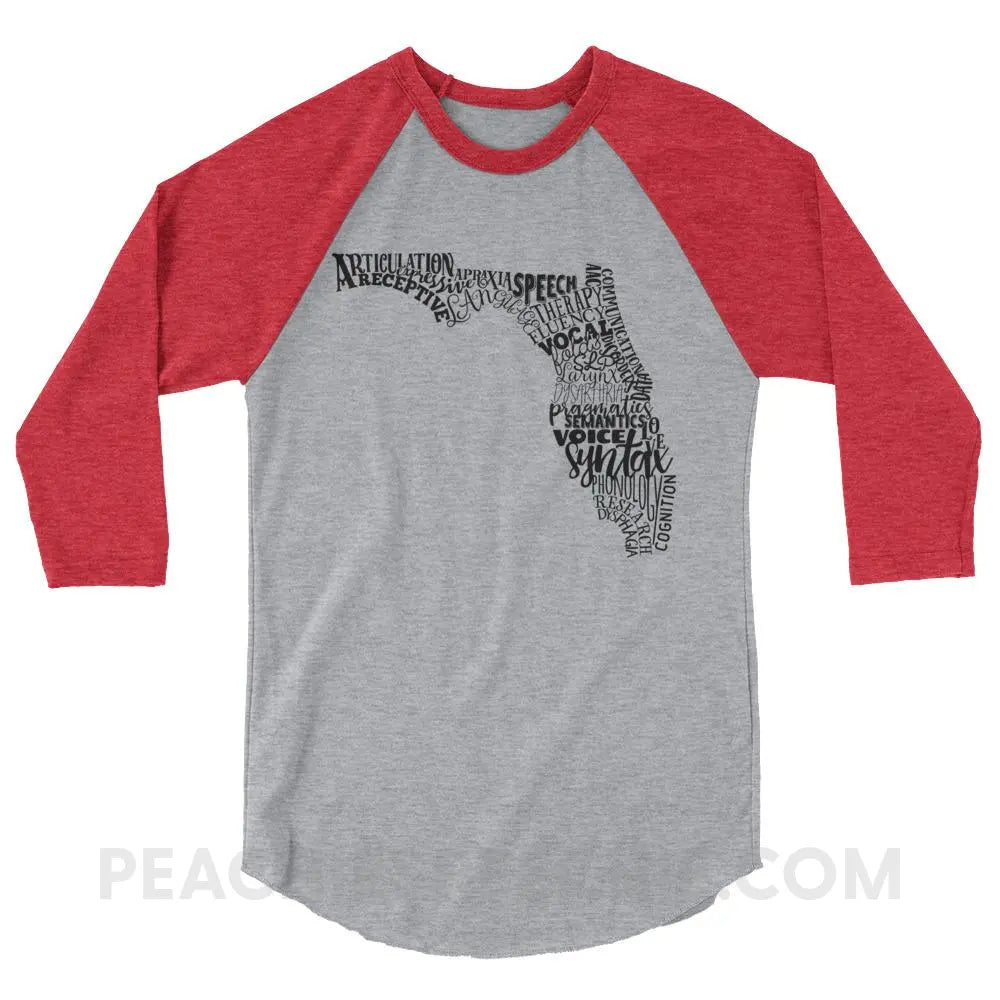 Florida SLP Baseball Tee - Heather Grey/Heather Red / XS - T-Shirts & Tops peachiespeechie.com