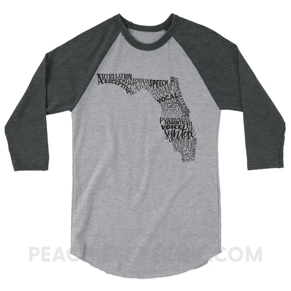 Florida SLP Baseball Tee - Heather Grey/Heather Charcoal / XS T-Shirts & Tops peachiespeechie.com