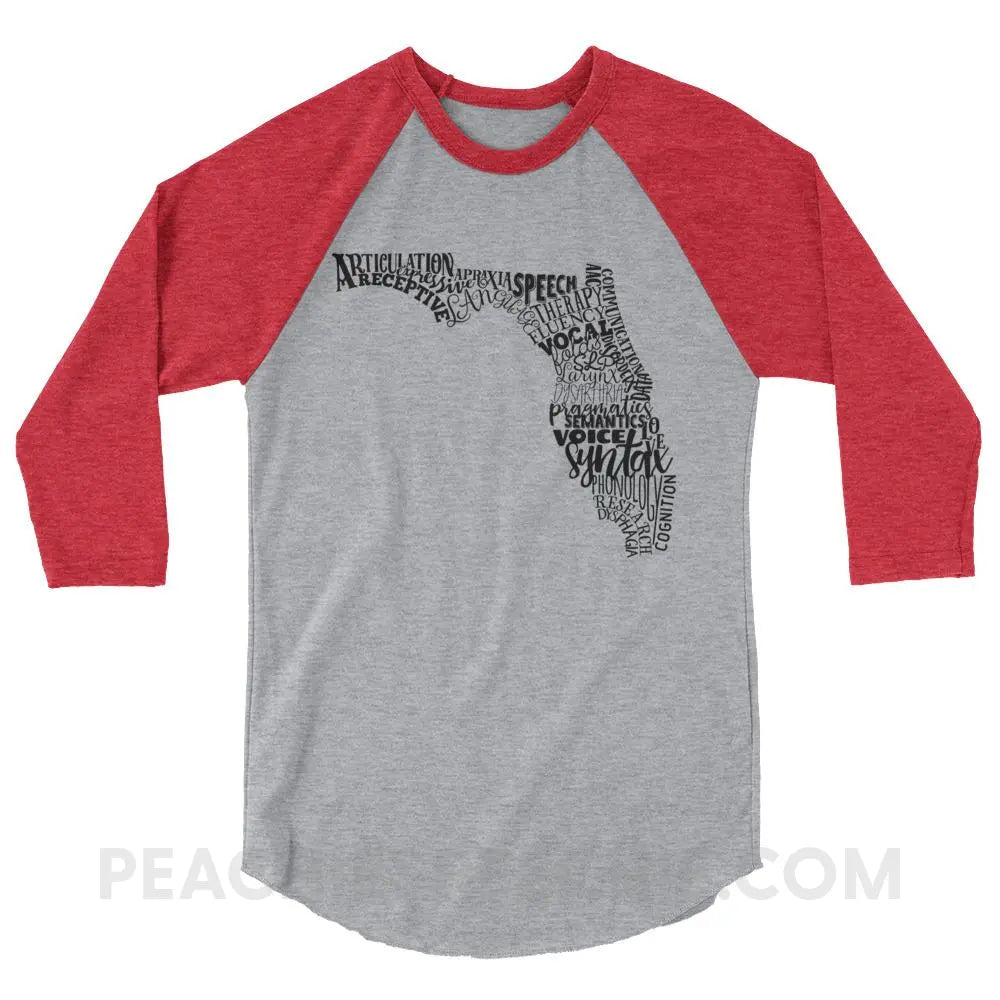 Florida SLP Baseball Tee - Heather Grey/Heather Red / XS T-Shirts & Tops peachiespeechie.com