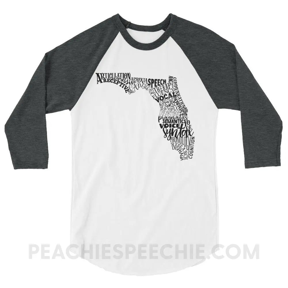 Florida SLP Baseball Tee - White/Heather Charcoal / XS - T-Shirts & Tops peachiespeechie.com