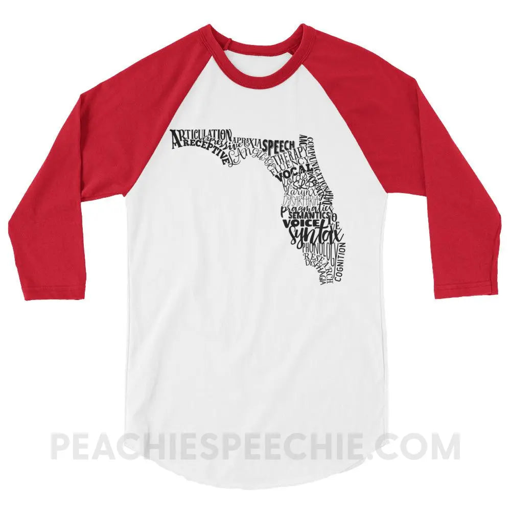 Florida SLP Baseball Tee - White/Red / XS - T-Shirts & Tops peachiespeechie.com