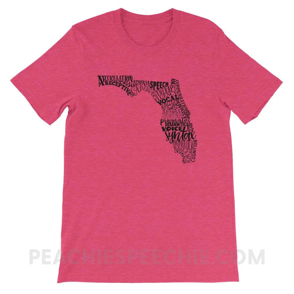 Florida SLP Premium Soft Tee - Heather Raspberry / S - T-Shirts & Tops peachiespeechie.com