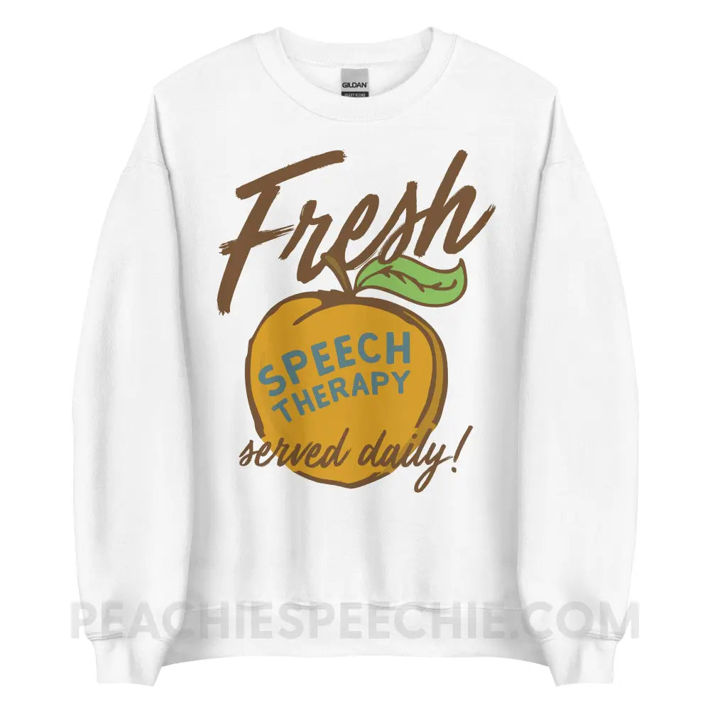 Fresh Speech Served Daily Classic Sweatshirt - White / S - peachiespeechie.com