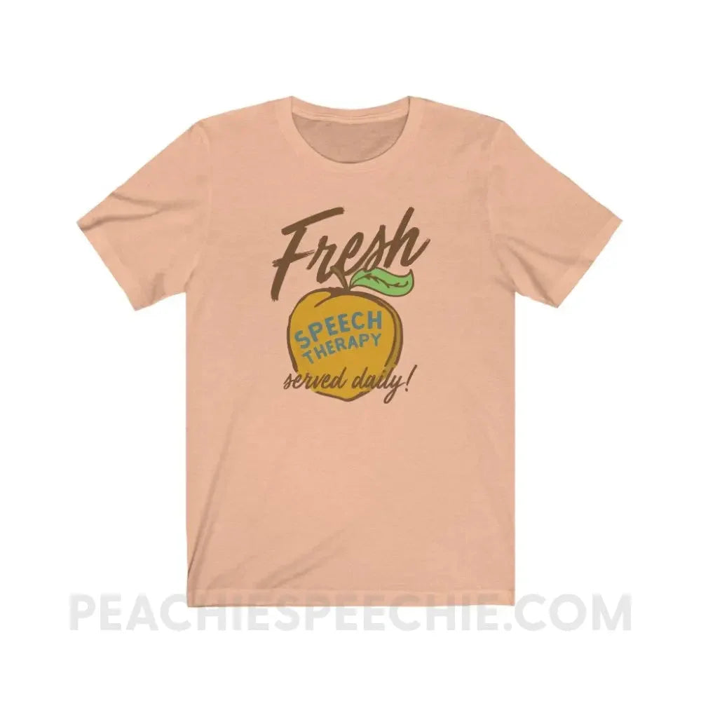 Fresh Speech Served Daily Premium Soft Tee - Heather Peach / XS T-Shirts & Tops peachiespeechie.com