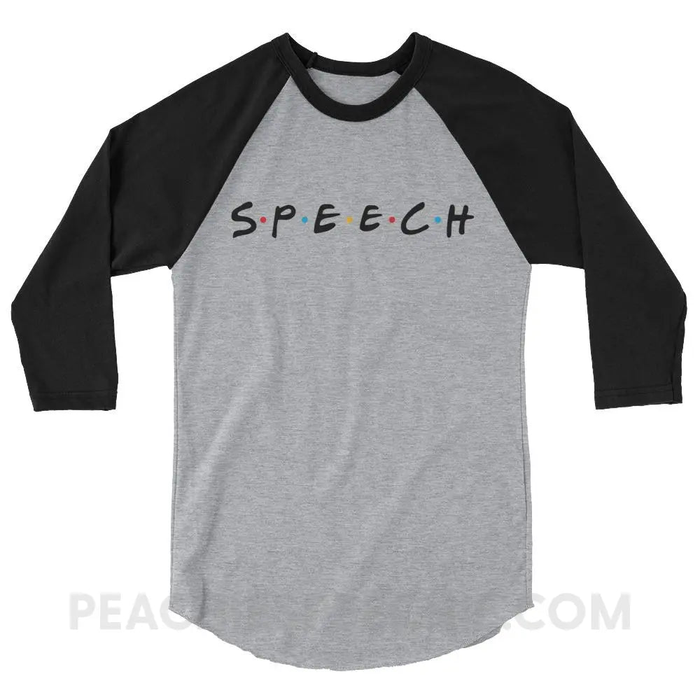 Friends Speech Baseball Tee - Heather Grey/Black / XS - T-Shirts & Tops peachiespeechie.com