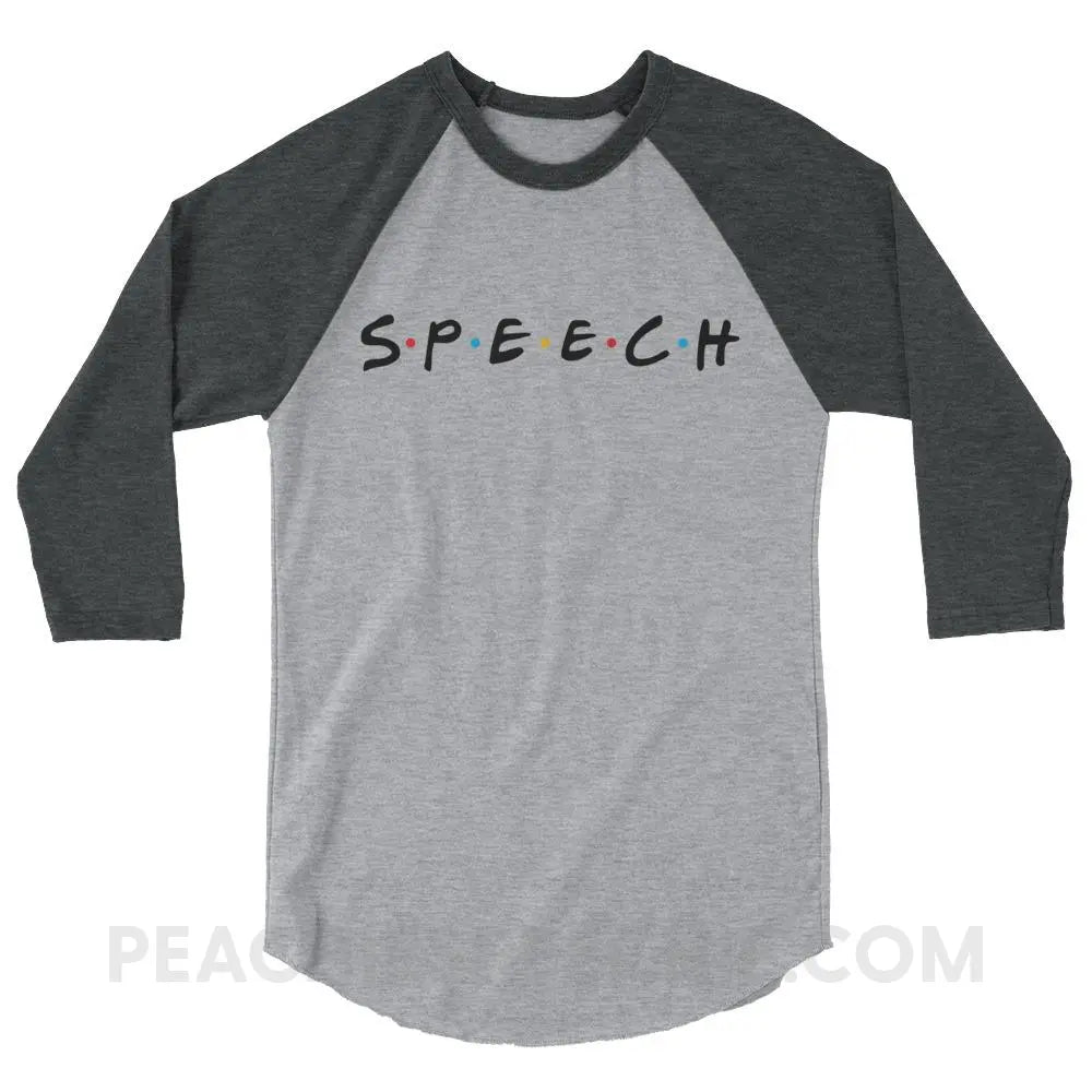 Friends Speech Baseball Tee - Heather Grey/Heather Charcoal / XS - T-Shirts & Tops peachiespeechie.com
