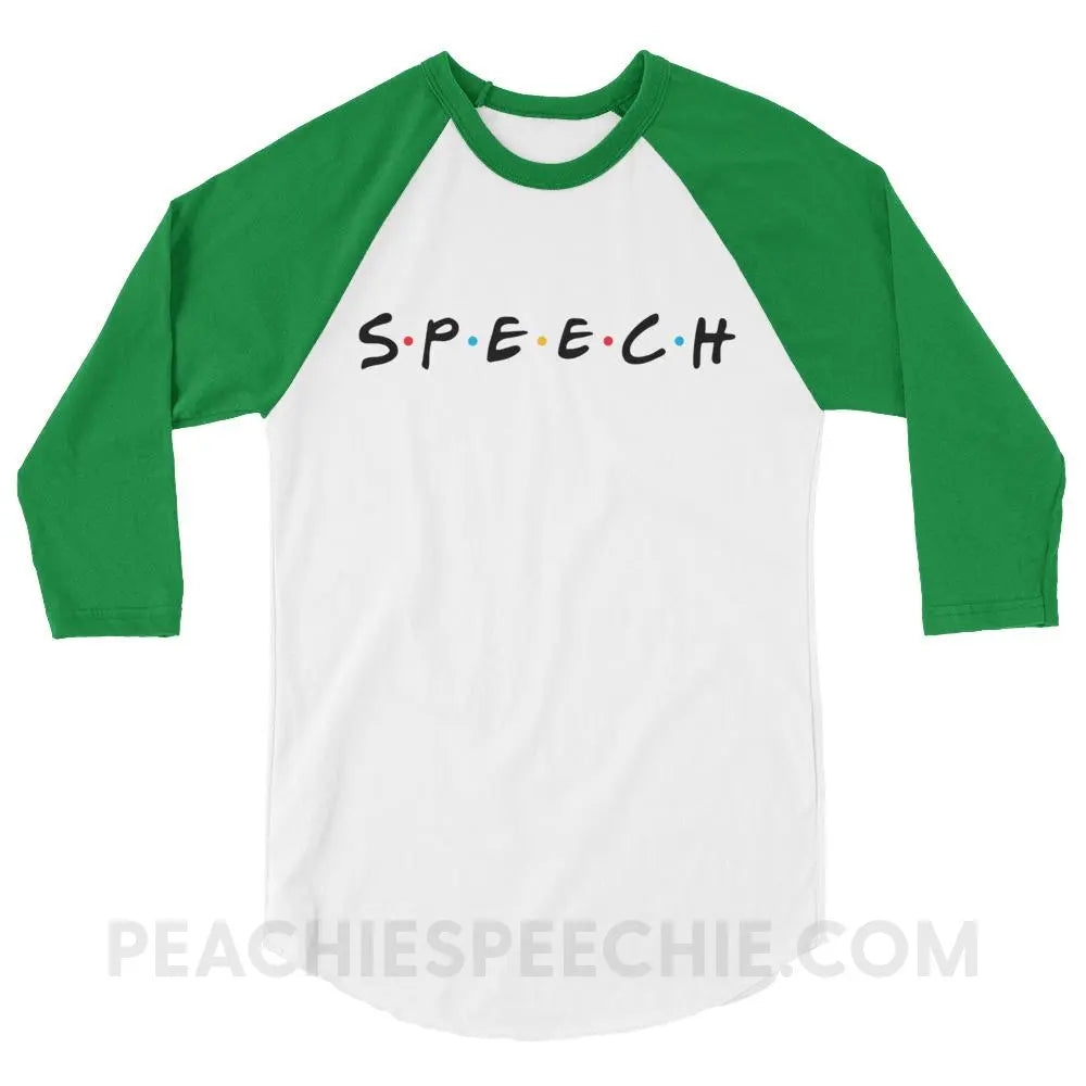 Friends Speech Baseball Tee - White/Kelly / XS T-Shirts & Tops peachiespeechie.com