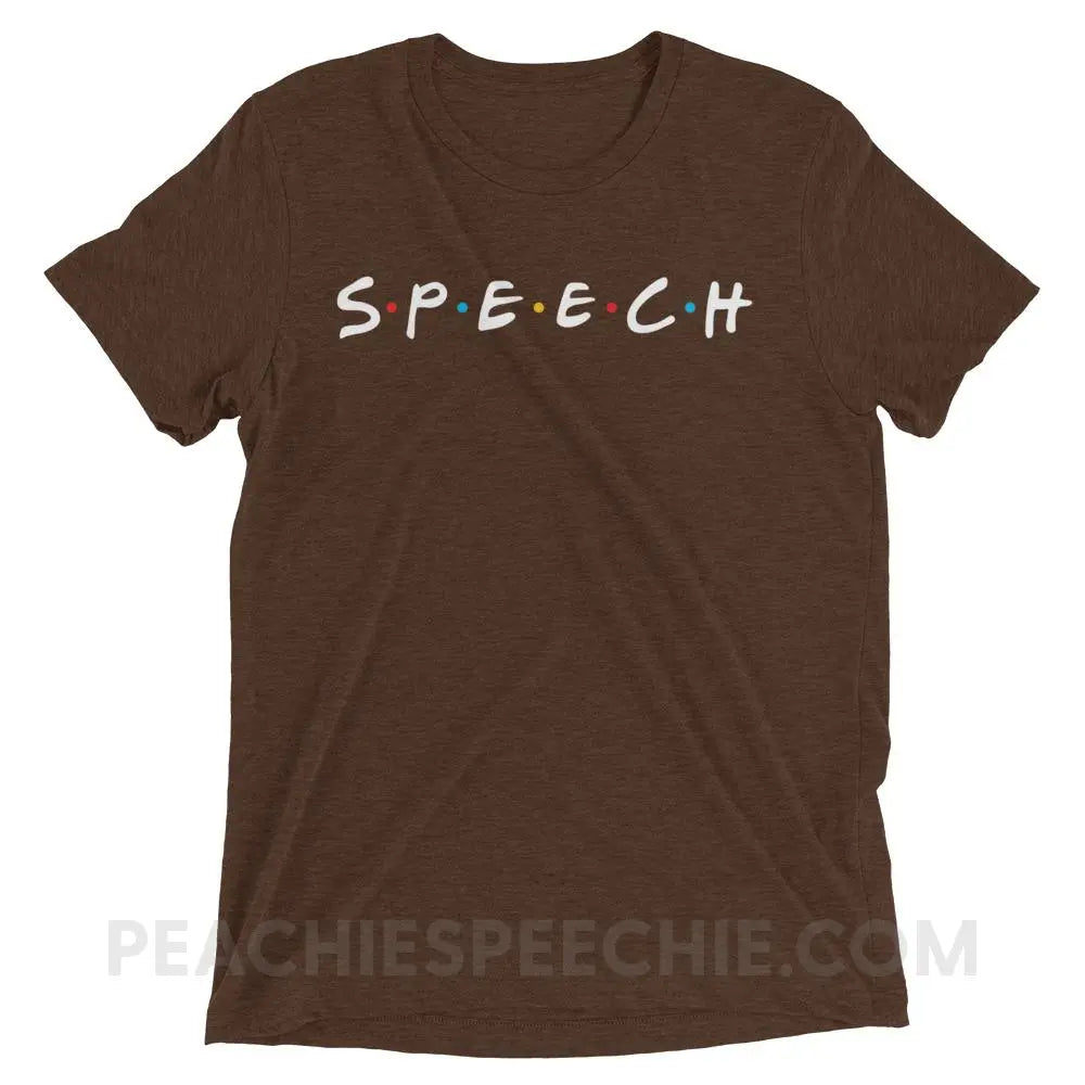 Friends Speech Tri-Blend Tee - Brown Triblend / XS - T-Shirts & Tops peachiespeechie.com