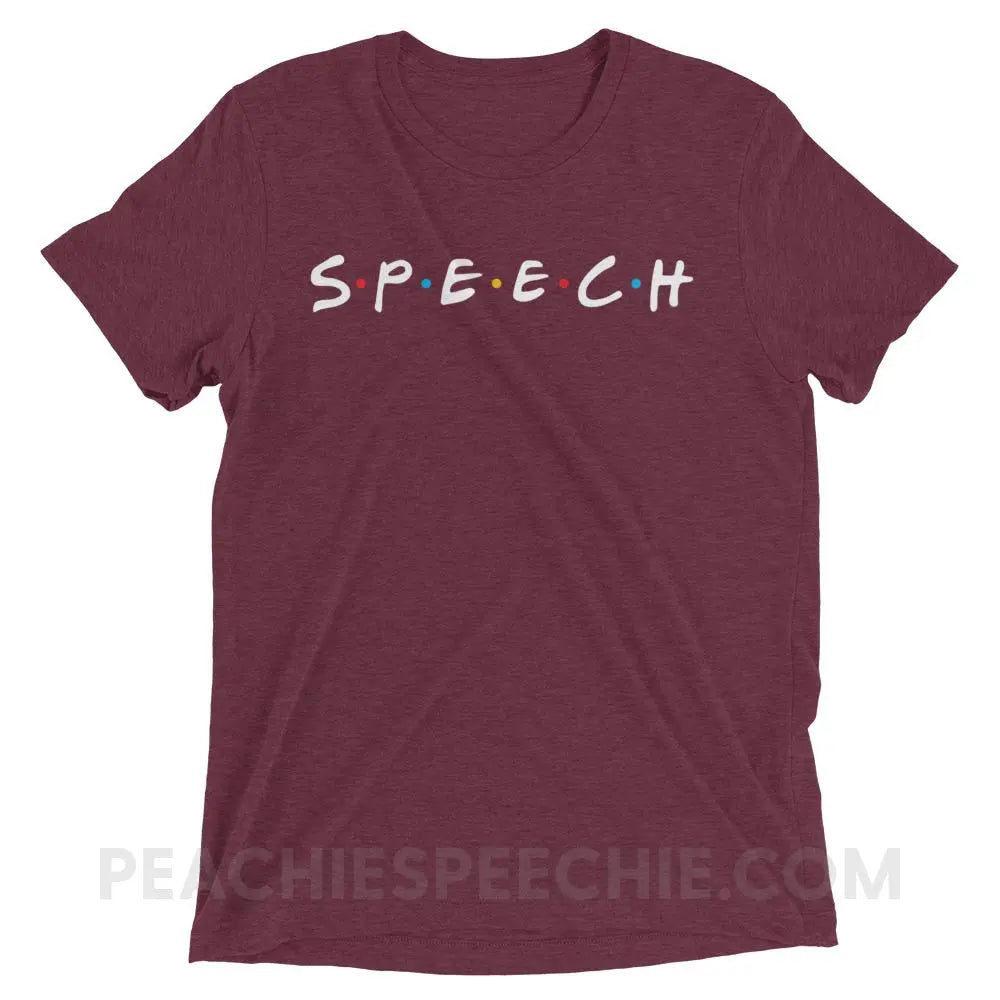 Friends Speech Tri-Blend Tee - Maroon Triblend / XS - T-Shirts & Tops peachiespeechie.com