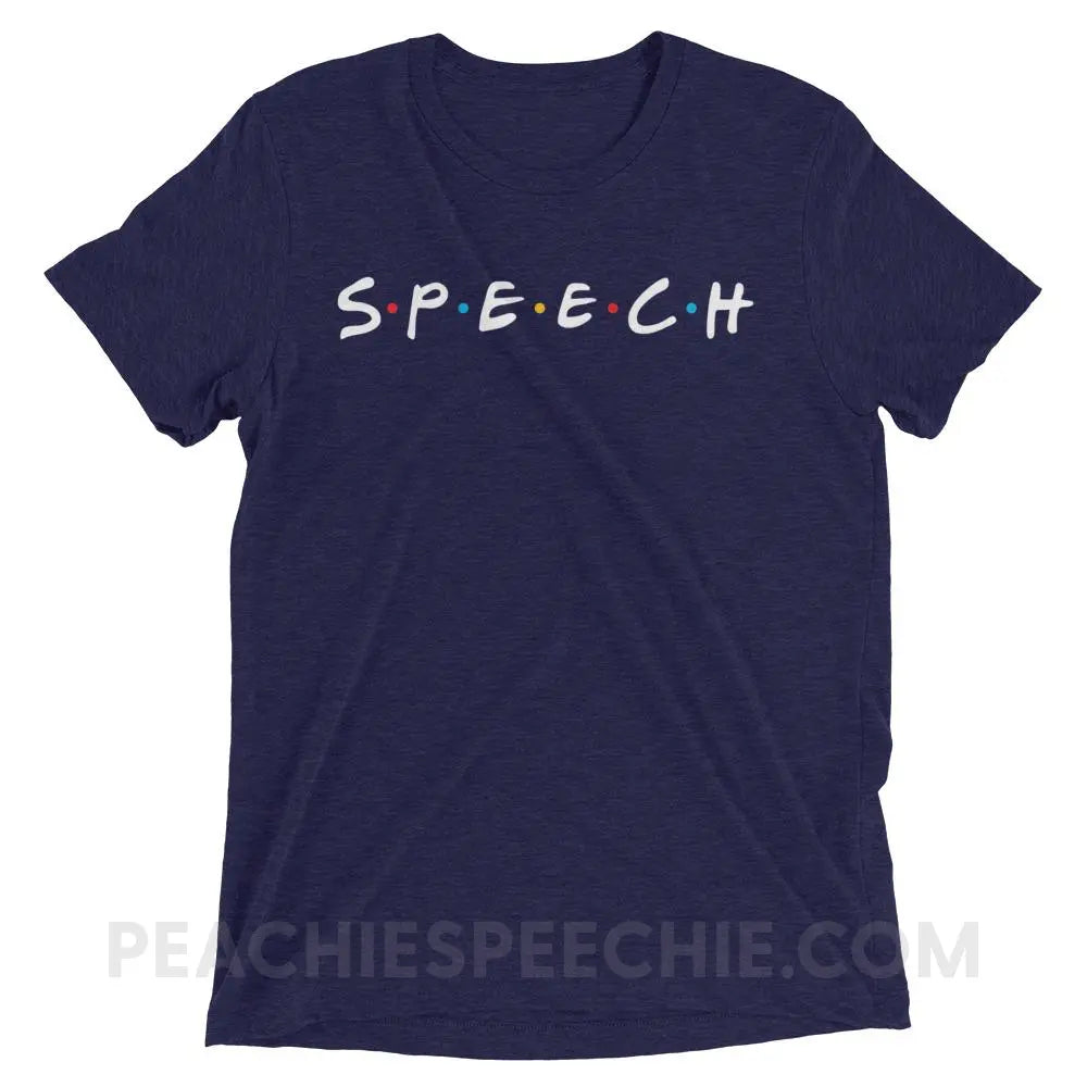 Friends Speech Tri-Blend Tee - Navy Triblend / XS - T-Shirts & Tops peachiespeechie.com