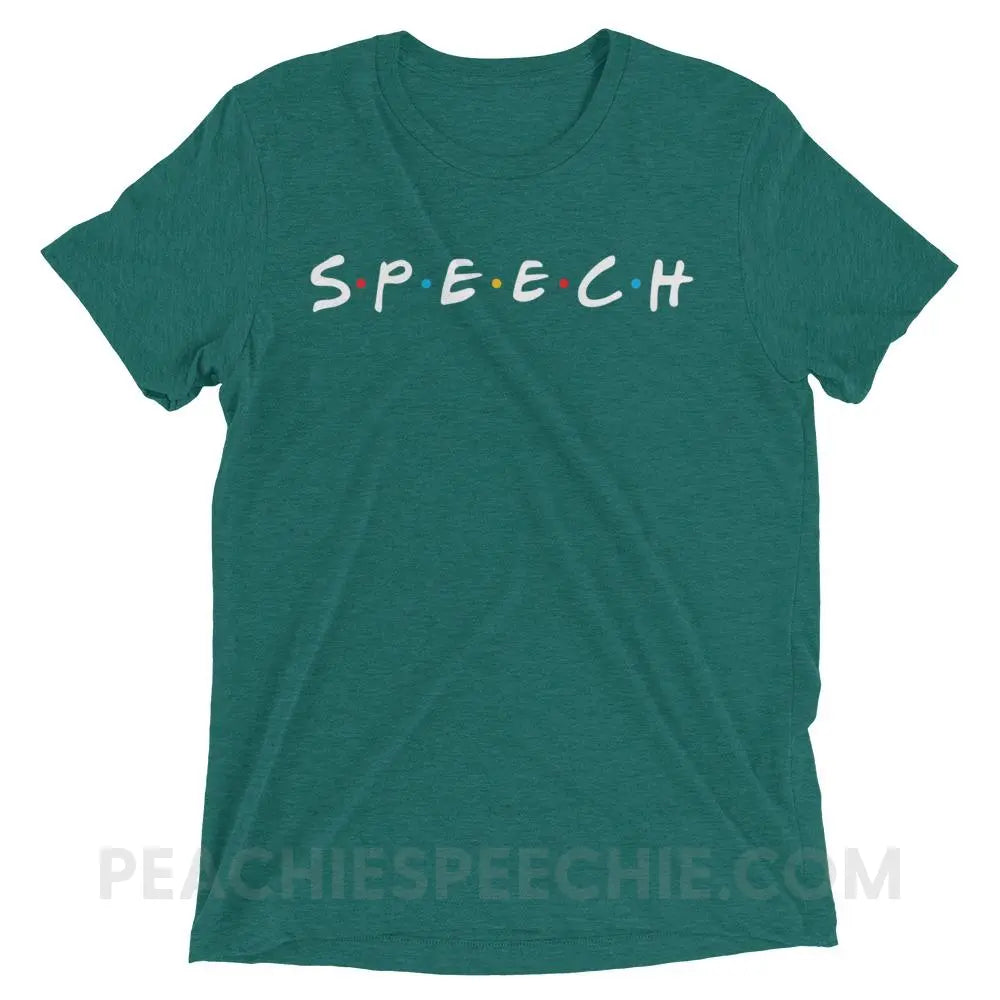 Friends Speech Tri-Blend Tee - Teal Triblend / XS - T-Shirts & Tops peachiespeechie.com