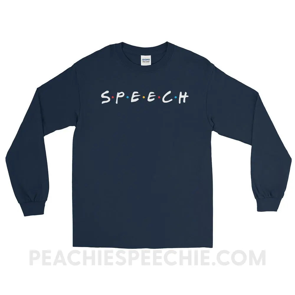 Friends Speech Long Sleeve Tee - Navy / S T - Shirts & Tops peachiespeechie.com