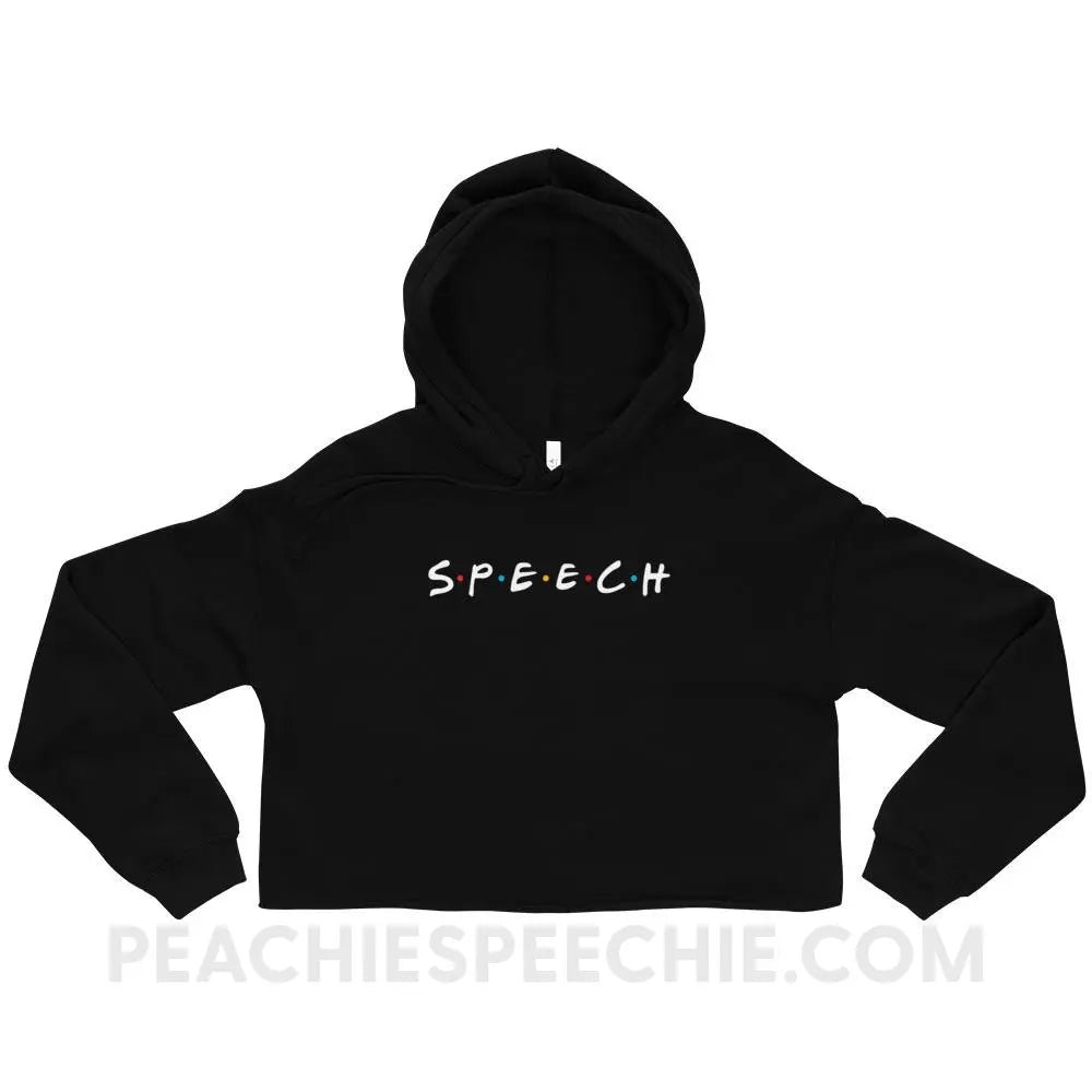 Friends Speech Soft Crop Hoodie - Black / S - Hoodies & Sweatshirts peachiespeechie.com
