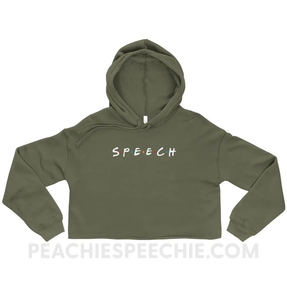 Friends Speech Soft Crop Hoodie - Military Green / S - Hoodies & Sweatshirts peachiespeechie.com