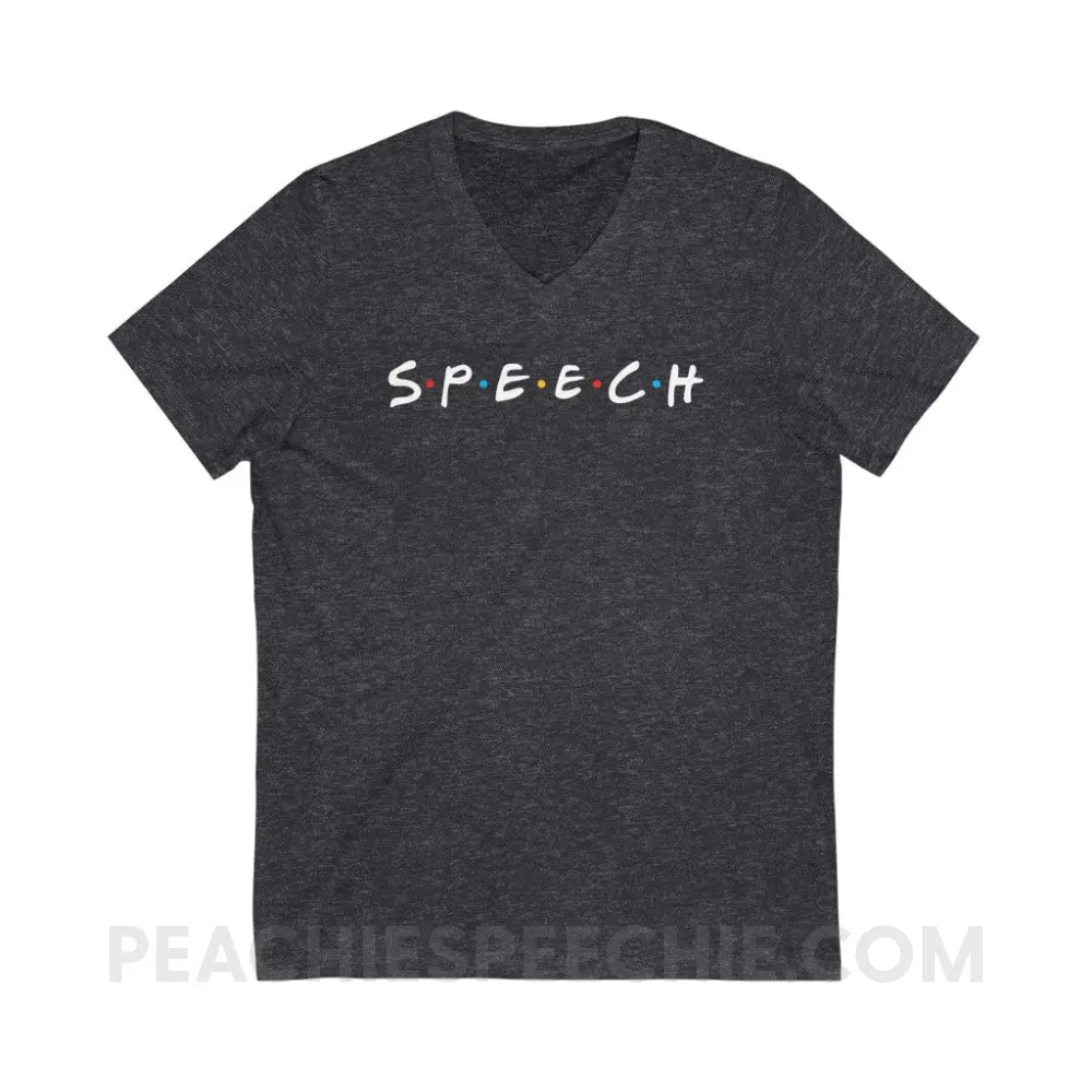 Friends Speech Soft V-Neck - Dark Grey Heather / S - V-neck peachiespeechie.com
