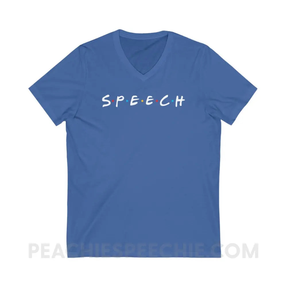 Friends Speech Soft V - Neck - True Royal / S peachiespeechie.com