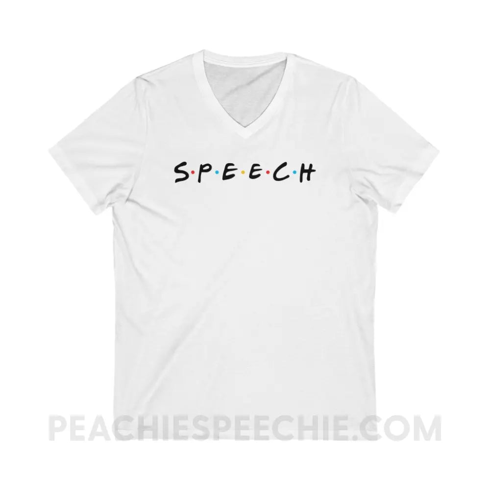 Friends Speech Soft V-Neck - White / S - V-neck peachiespeechie.com