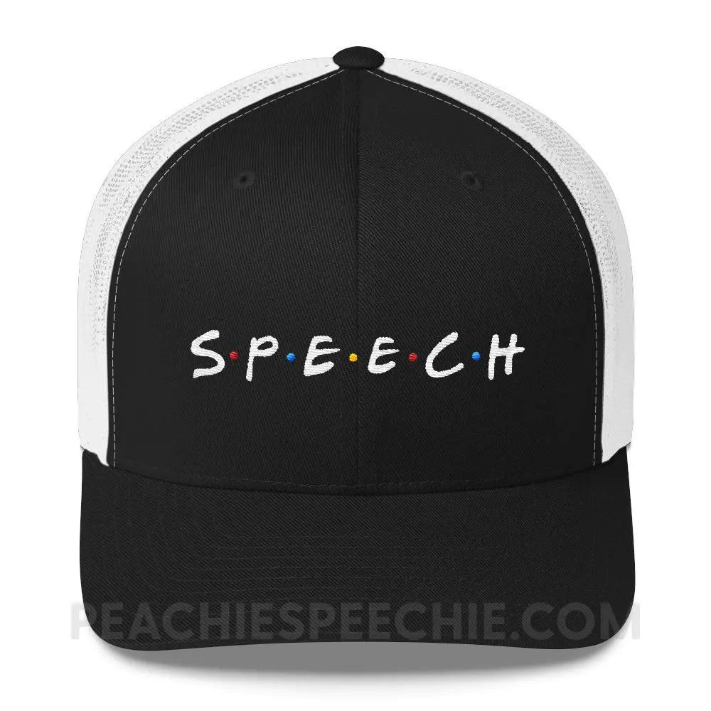 Friends Speech Trucker Hat - Black/ White - Hats peachiespeechie.com