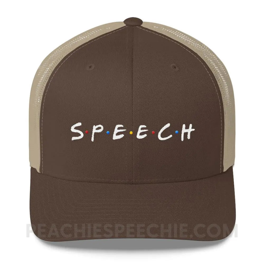 Friends Speech Trucker Hat - Brown/ Khaki - Hats peachiespeechie.com