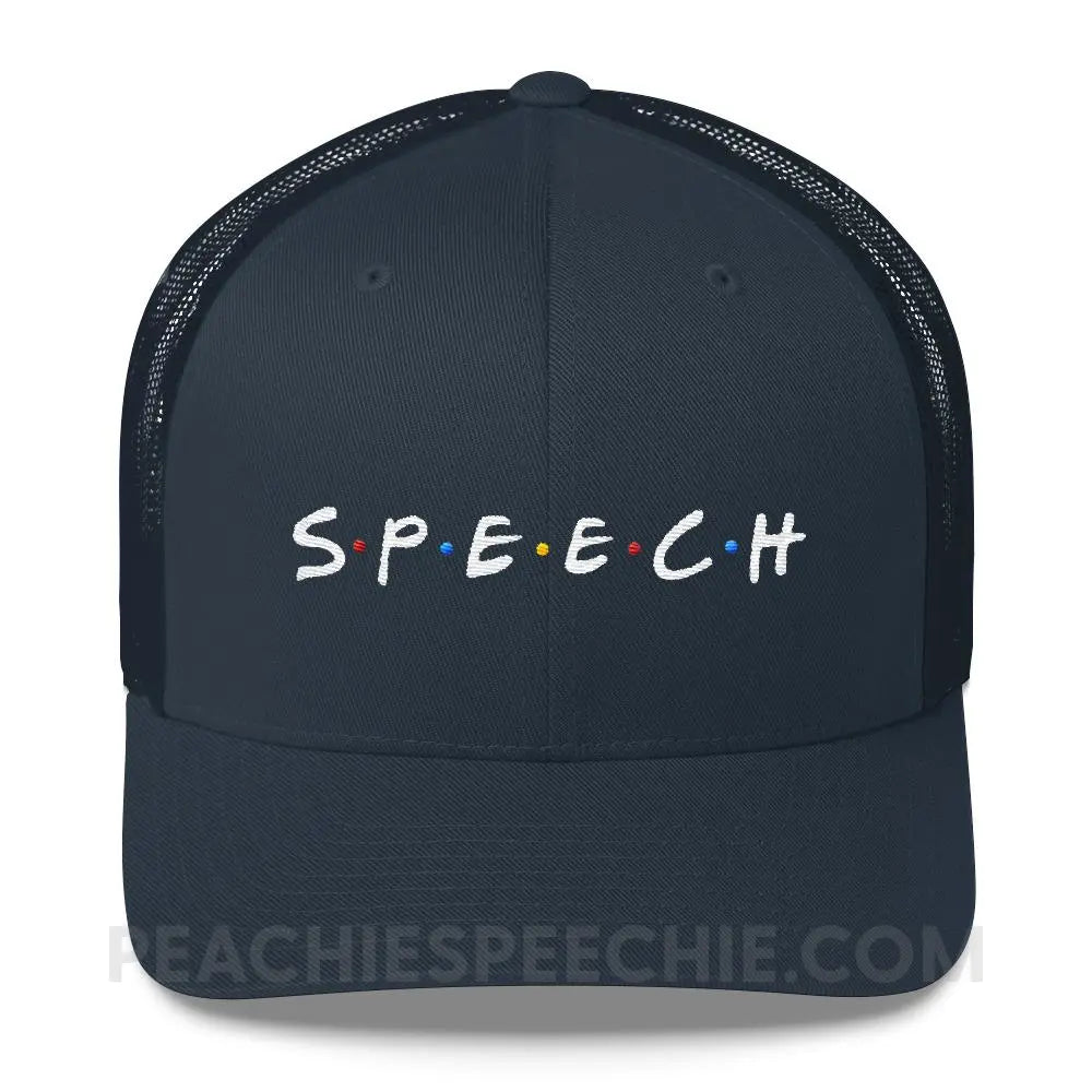 Friends Speech Trucker Hat - Navy - Hats peachiespeechie.com